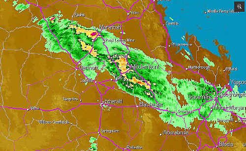 The weather map on Monday at 10pm as storms lashed towns across the Central Highlands. The weather map on Monday at 10pm as storms lashed towns across the Central Highlands.